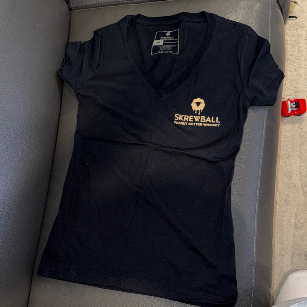 Women's skrewball whiskey Black V-Neck Top